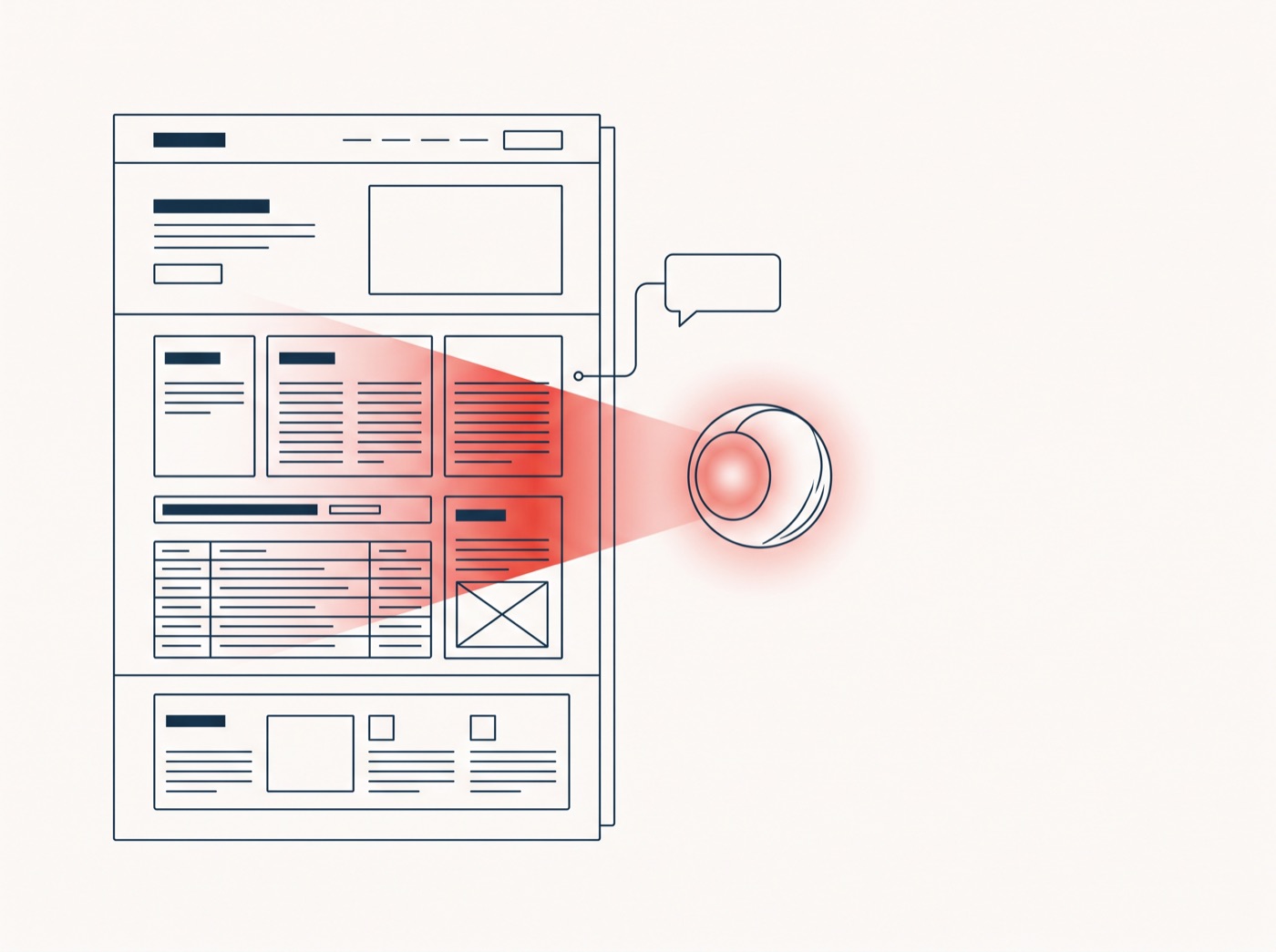 An AI assistant scanning a website's structured sections.