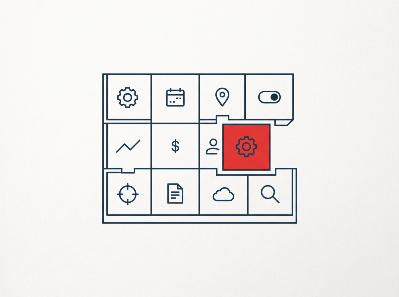 Interface tiles snapping together into a custom app.
